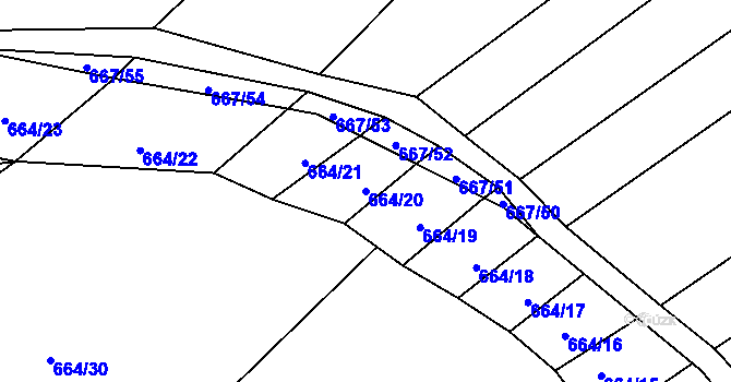 Parcela st. 664/20 v KÚ Chomoutov, Katastrální mapa