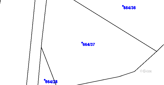 Parcela st. 664/37 v KÚ Chomoutov, Katastrální mapa