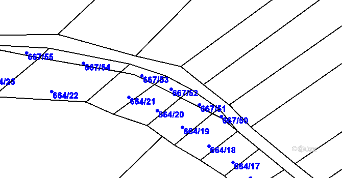 Parcela st. 667/52 v KÚ Chomoutov, Katastrální mapa