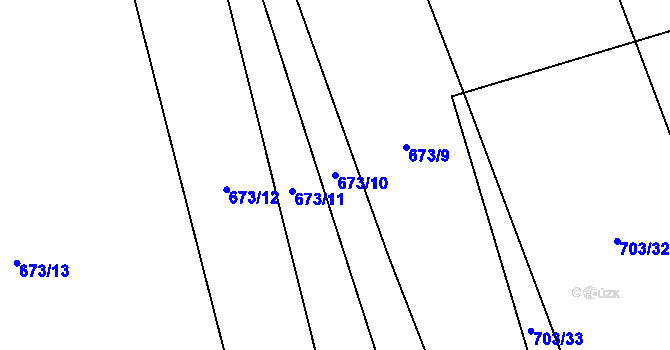Parcela st. 673/10 v KÚ Chomoutov, Katastrální mapa