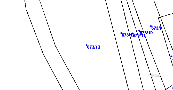 Parcela st. 673/13 v KÚ Chomoutov, Katastrální mapa