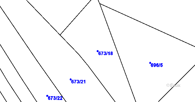 Parcela st. 673/18 v KÚ Chomoutov, Katastrální mapa