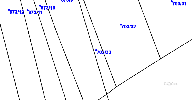 Parcela st. 703/33 v KÚ Chomoutov, Katastrální mapa