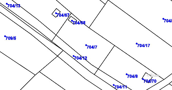 Parcela st. 704/7 v KÚ Chomoutov, Katastrální mapa