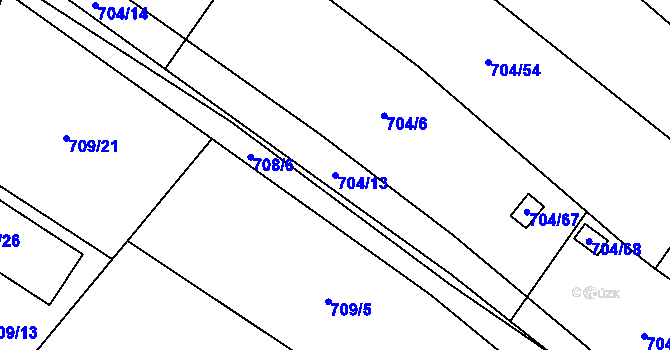 Parcela st. 704/13 v KÚ Chomoutov, Katastrální mapa