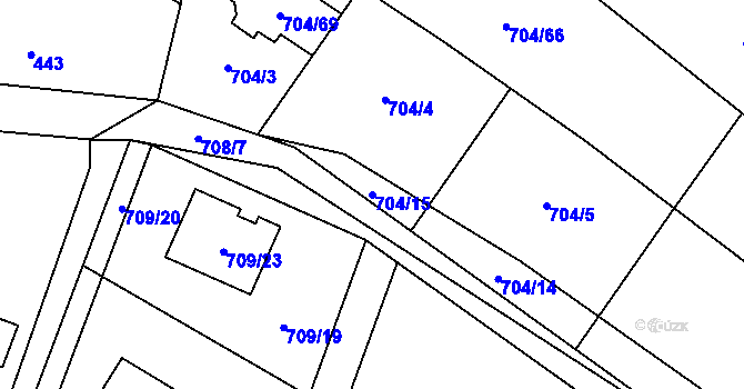 Parcela st. 704/15 v KÚ Chomoutov, Katastrální mapa