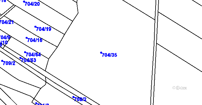 Parcela st. 704/35 v KÚ Chomoutov, Katastrální mapa