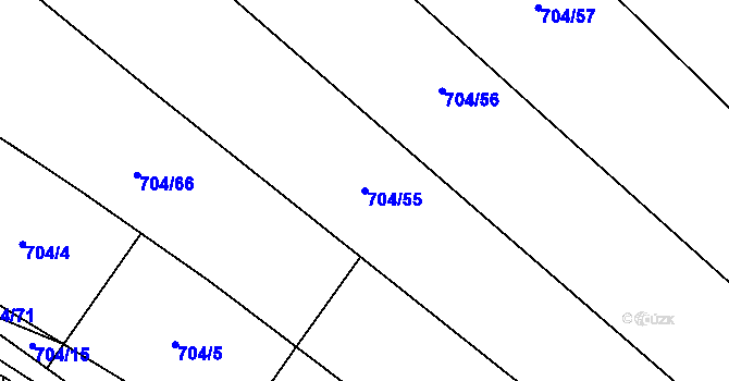 Parcela st. 704/55 v KÚ Chomoutov, Katastrální mapa