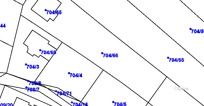 Parcela st. 704/66 v KÚ Chomoutov, Katastrální mapa