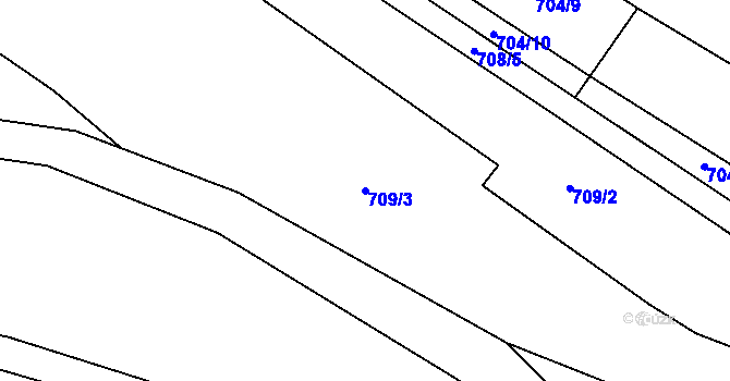 Parcela st. 709/3 v KÚ Chomoutov, Katastrální mapa