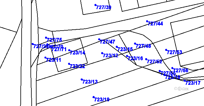 Parcela st. 723/12 v KÚ Chomoutov, Katastrální mapa