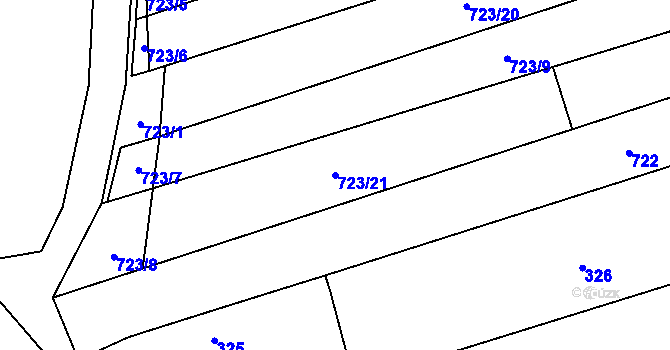 Parcela st. 723/21 v KÚ Chomoutov, Katastrální mapa