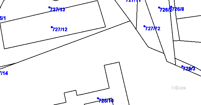 Parcela st. 727/19 v KÚ Chomoutov, Katastrální mapa