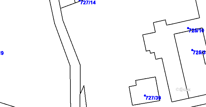 Parcela st. 727/23 v KÚ Chomoutov, Katastrální mapa