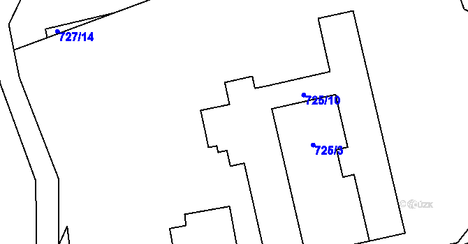 Parcela st. 727/25 v KÚ Chomoutov, Katastrální mapa