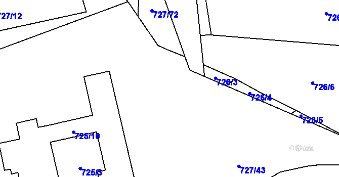 Parcela st. 727/28 v KÚ Chomoutov, Katastrální mapa