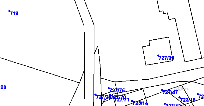 Parcela st. 727/30 v KÚ Chomoutov, Katastrální mapa