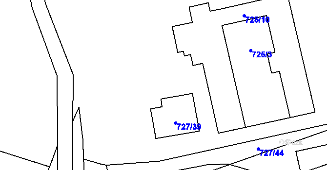 Parcela st. 727/32 v KÚ Chomoutov, Katastrální mapa