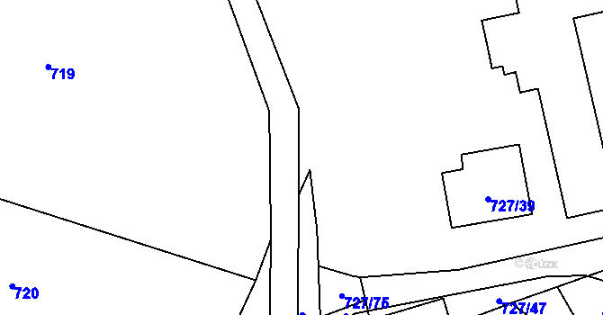 Parcela st. 727/36 v KÚ Chomoutov, Katastrální mapa