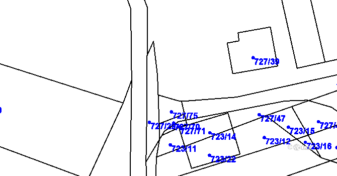 Parcela st. 727/37 v KÚ Chomoutov, Katastrální mapa