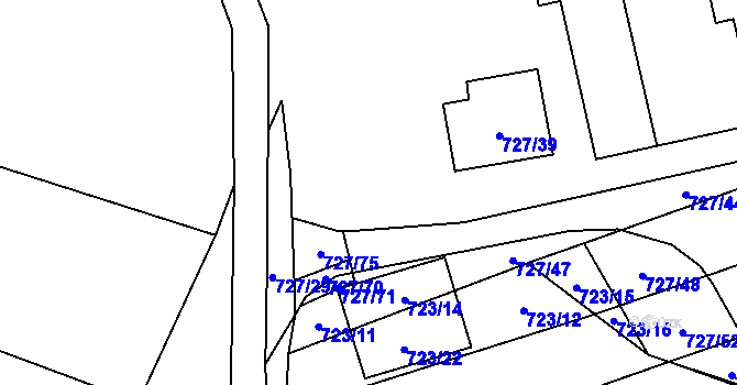 Parcela st. 727/38 v KÚ Chomoutov, Katastrální mapa