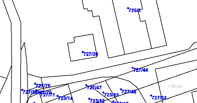 Parcela st. 727/40 v KÚ Chomoutov, Katastrální mapa