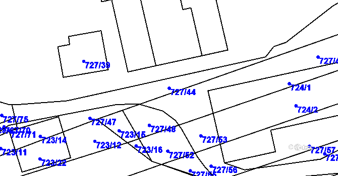 Parcela st. 727/44 v KÚ Chomoutov, Katastrální mapa