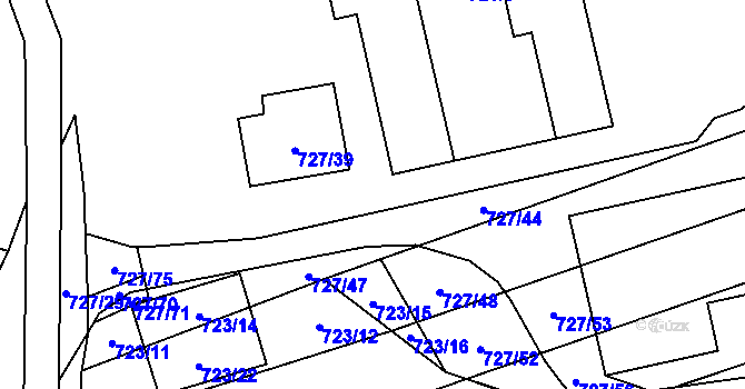 Parcela st. 727/45 v KÚ Chomoutov, Katastrální mapa