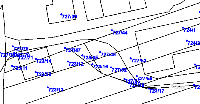 Parcela st. 727/48 v KÚ Chomoutov, Katastrální mapa