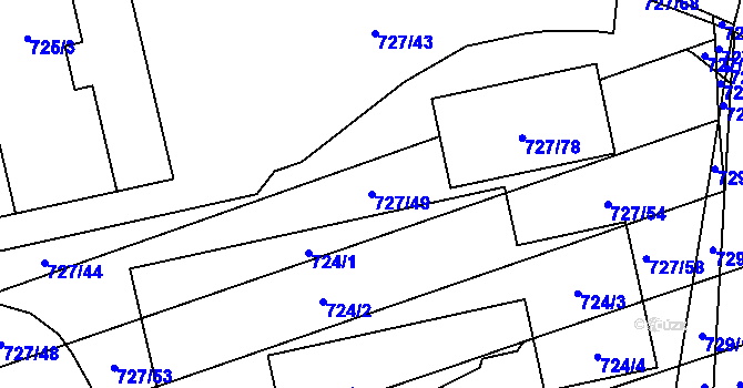 Parcela st. 727/49 v KÚ Chomoutov, Katastrální mapa