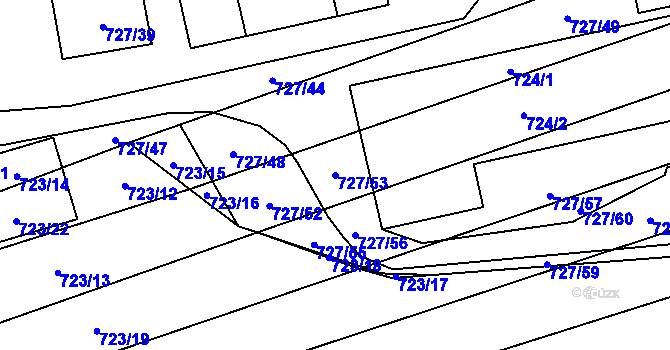 Parcela st. 727/53 v KÚ Chomoutov, Katastrální mapa