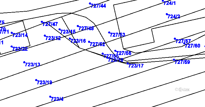 Parcela st. 727/55 v KÚ Chomoutov, Katastrální mapa