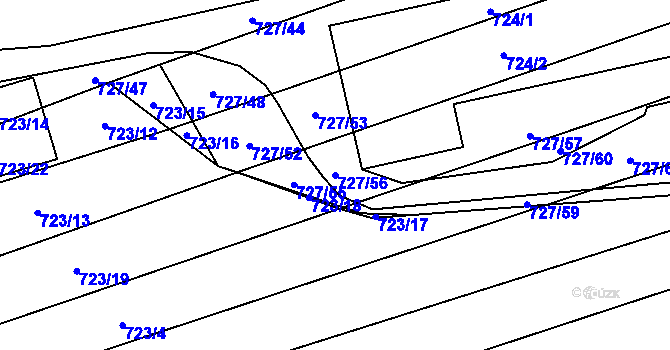 Parcela st. 727/56 v KÚ Chomoutov, Katastrální mapa