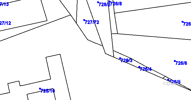 Parcela st. 727/65 v KÚ Chomoutov, Katastrální mapa