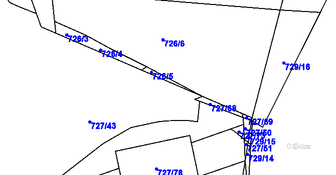 Parcela st. 727/67 v KÚ Chomoutov, Katastrální mapa