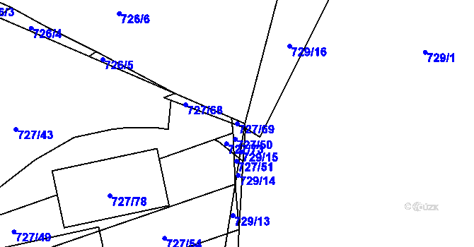 Parcela st. 727/69 v KÚ Chomoutov, Katastrální mapa