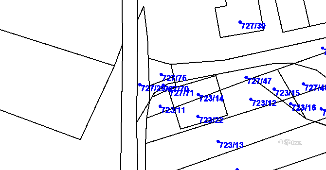 Parcela st. 727/70 v KÚ Chomoutov, Katastrální mapa