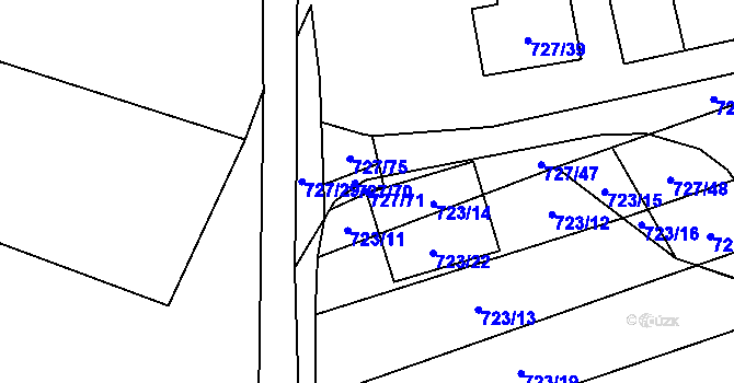 Parcela st. 727/71 v KÚ Chomoutov, Katastrální mapa