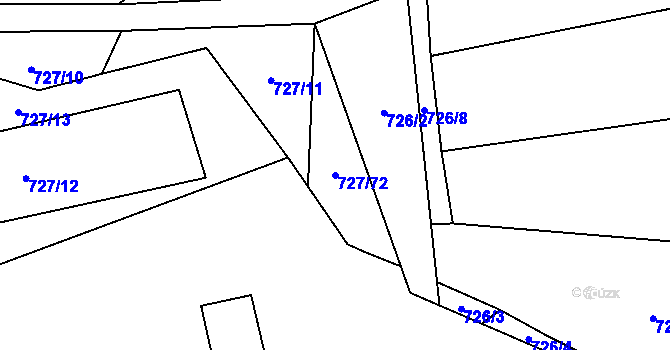 Parcela st. 727/72 v KÚ Chomoutov, Katastrální mapa