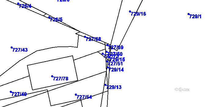 Parcela st. 727/73 v KÚ Chomoutov, Katastrální mapa