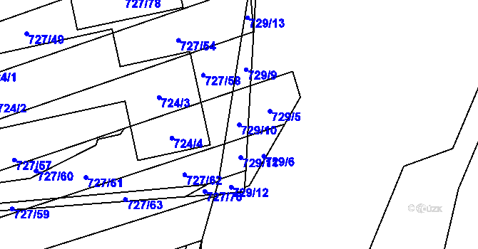 Parcela st. 729/10 v KÚ Chomoutov, Katastrální mapa