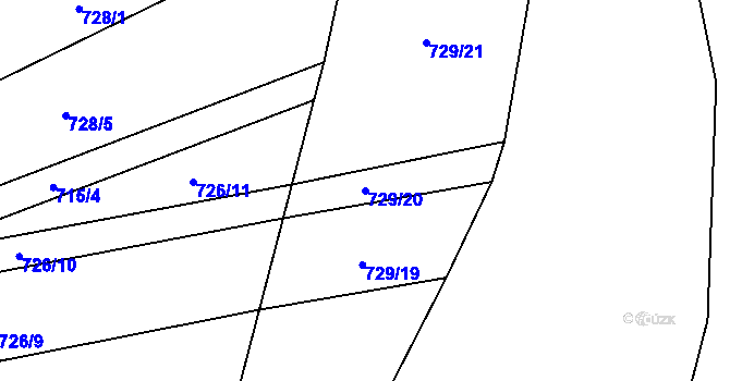 Parcela st. 729/20 v KÚ Chomoutov, Katastrální mapa