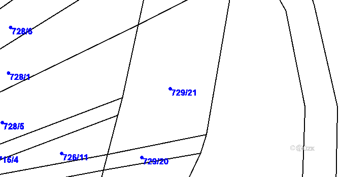 Parcela st. 729/21 v KÚ Chomoutov, Katastrální mapa