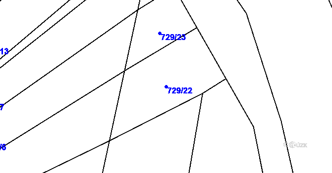 Parcela st. 729/22 v KÚ Chomoutov, Katastrální mapa