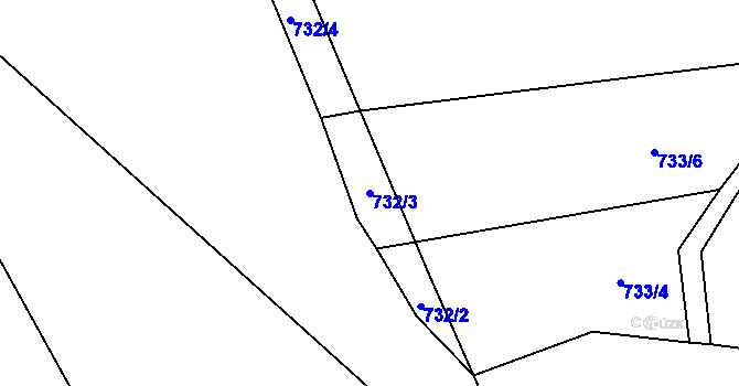 Parcela st. 732/3 v KÚ Chomoutov, Katastrální mapa