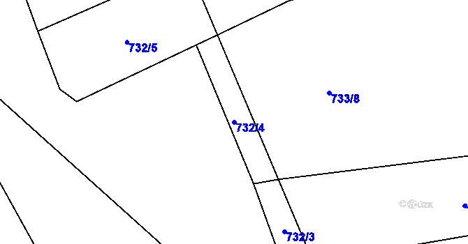 Parcela st. 732/4 v KÚ Chomoutov, Katastrální mapa