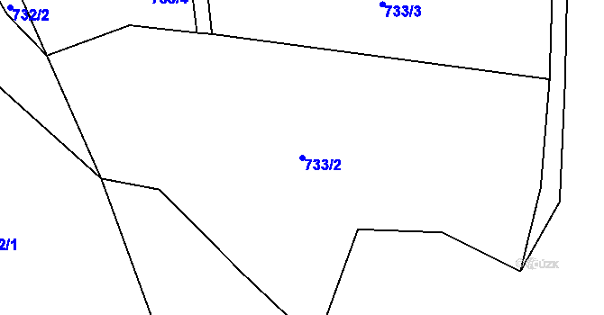 Parcela st. 733/2 v KÚ Chomoutov, Katastrální mapa