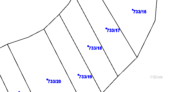 Parcela st. 733/18 v KÚ Chomoutov, Katastrální mapa
