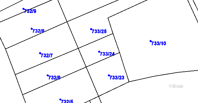 Parcela st. 733/24 v KÚ Chomoutov, Katastrální mapa