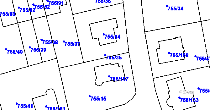Parcela st. 755/35 v KÚ Chomoutov, Katastrální mapa